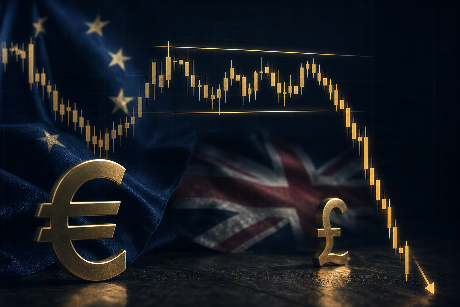 اليورو/الجنيه (EUR/GBP): كسر نطاق التداول الضيق بتراجع حاد نسبته 1.80%
